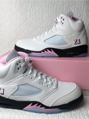 Nike Air Jordan 5 Retro OG Shoes Men’s SZ 10.5 White Soft Pink HQ7978-102